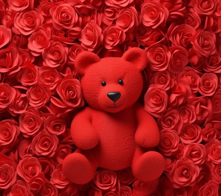 Red Rose Shaped Cotton Wool Background : Generative AIの素材