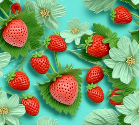 Wild Strawberries Pattern Texture Background : Generative AIの素材