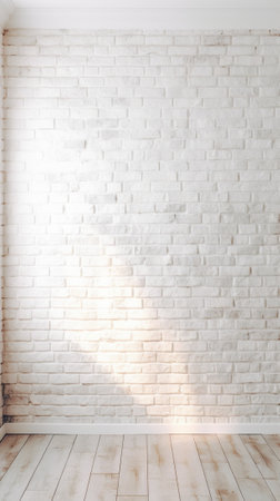 White Brick Wall and Concrete Floor Background : Generative AIの素材