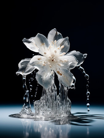 White Faded Flower in a Glass with Water Conceptual Photograph : Generative AIの素材
