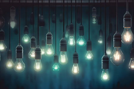 Vector Light Bulbs Hanging on Wires : Generative AIの素材