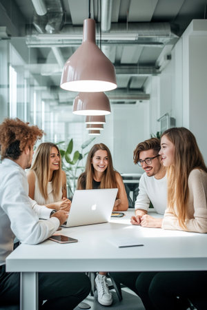 Business is their life Group of young confident people having a business meeting while working in the office : Generative AIの素材