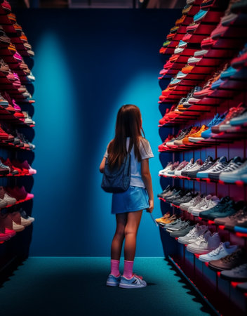 Choosing the perfect pair Cropped image of young woman choosing shoes in a shoe store : Generative AIの素材