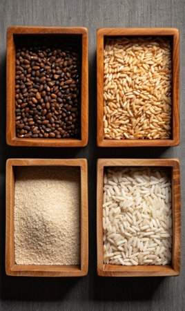 Groats frame Top view of groats frame on the wooden desk : Generative AIの素材