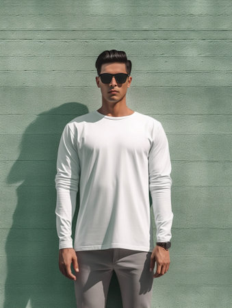 Look at me now Confident young handsome man in sunglasses keeping hands in pockets and looking at camera while standing against grey background : Generative AIの素材