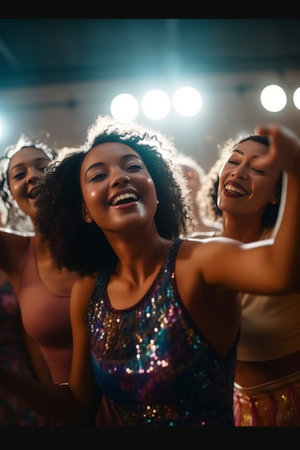 Totally carefree Full length of attractive young women singing using comb while dancing at home : Generative AIの素材