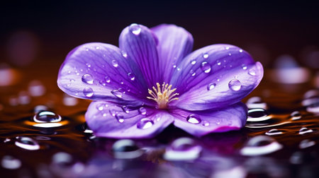 Beautiful water drop on a purple petal : Generative AIの素材