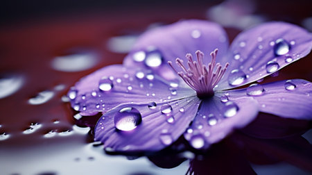 Beautiful water drop on a purple petal : Generative AIの素材
