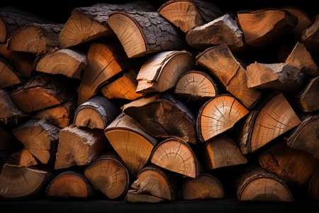 Pile of wood logs as background : Generative AIの素材