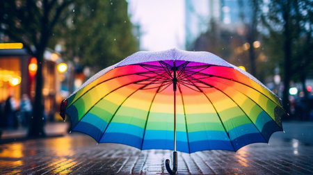 Rain On Rainbow Umbrella : Generative AIの素材