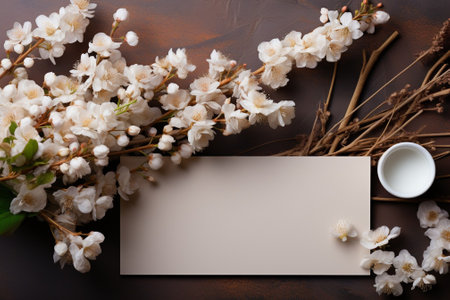 Wedding invite mockup - a mockup of a blank wedding greeting card on the table. : Generative AIの素材