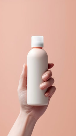 Turn the bottle cap to healthy lifestyle Closeup of woman holding white bottle with kefir and opening it while standing against white background : Generative AIの素材