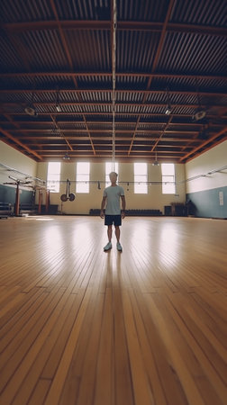 Sport is the way of his life Full length of young African man in sport clothing skipping rope while exercising in the gym : Generative AIの素材