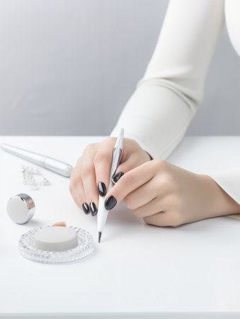 She is manicure expert Closeup of manicure master at work : Generative AIの素材