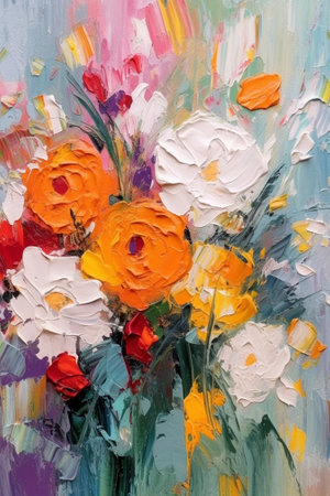 colorful background of flowers the work of the florist at a flower shop : Generative AIの素材