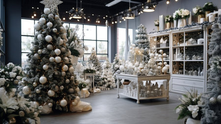 Market of decor Lots of christmas decoration in store Christmas shopping for new year tree : Generative AIの素材