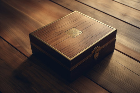 Packaging for USB drives Box with usbstick for photographer Wooden boxes with usb stick on dark wooden background : Generative AIの素材