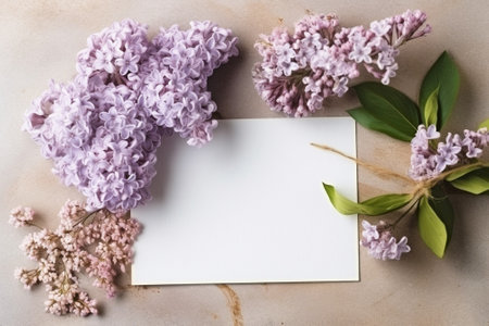 white lilac and mix flowers bouquet on wooden background old rustic table a coil of twine and garden secateurs top view : Generative AIの素材