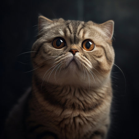pets close up of unhappy angry scottish fold kitten on home background : Generative AIの素材