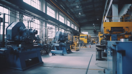 manufacture workshop Workers adjusts the machine in the warehouse the production of ventilation and gutters Tool and bending equipment for sheet metal : Generative AIの素材