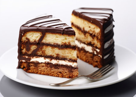 white cake with chocolate icing food closeup : Generative AIの素材