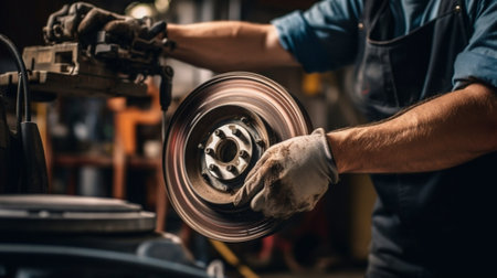 Change and repair clutch drive axle working underneath a lifted car : Generative AIの素材