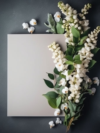 Flower composition on a gray background Wedding and Festive decor Bouquet from spring flowers copy space : Generative AIの素材