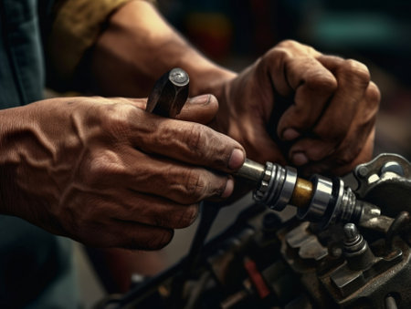 Hand holding wrench Auto repair shop service : Generative AIの素材