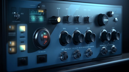 Control panel buttons and joystick the production of ventilation and gutters Tool and bending equipment for sheet metal manufacture or a demonstration stand in the store : Generative AIの素材