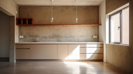 Tiler work Repair of the dining room in the house place for kitchen floor covering change Empty interior for design gray concrete wall : Generative AIの素材