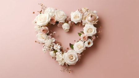 Floral frame Petals of flowers roses and ranunculus Valentines day romantic background Space for text : Generative AIの素材