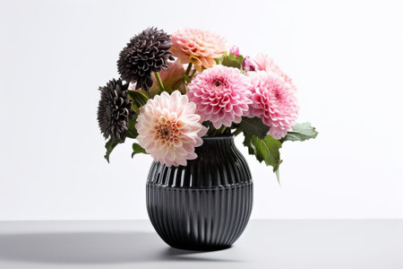Mono bouquet of chrysanthemum in metal vase European floral shop the work of the florist at a flower shop Delivery fresh cut flower : Generative AIの素材