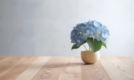 blue hyacinth In a glass vase on wooden table and copyspace for your text Rustic old table : Generative AIの素材