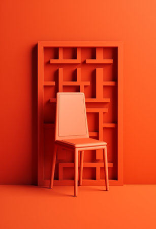 modern red chair on a red background copy space : Generative AIの素材