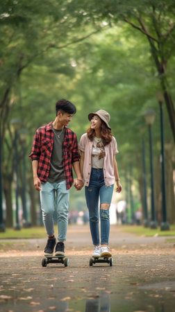 loving young couple walking : Generative AIの素材