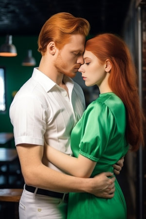 Young couple in love hugging : Generative AIの素材