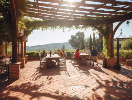 Rustic wine house terrace : Generative AIの素材