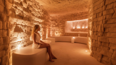 Salt room interior in luxury spa center : Generative AIの素材