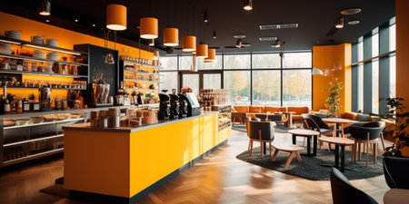 Interior of a modern hotel lounge cafe bar restaurant : Generative AIの素材
