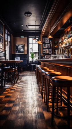 Irish pub interior tiled floor : Generative AIの素材