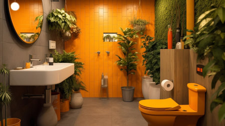 Interior of a toilet in the restaurant : Generative AIの素材