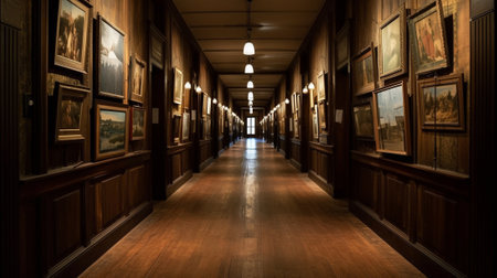 Long corridor in Irish pub : Generative AIの素材