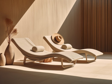 Sunbeds in modern spa center : Generative AIの素材