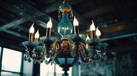 Chandelier in an old style cafe restaurant : Generative AIの素材