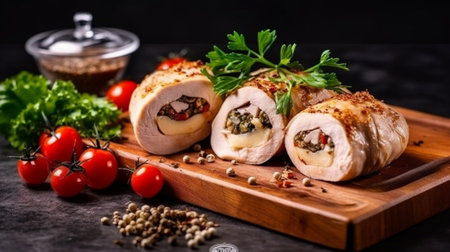 Stuffed rolled meat with vegetables : Generative AIの素材