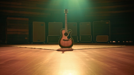 Acoustic guitar on stage : Generative AIの素材