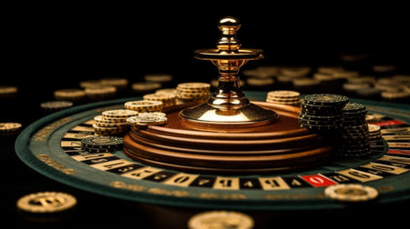 Chips on American roulette table : Generative AIの素材