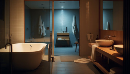 Interior of a hotel bathroom : Generative AIの素材