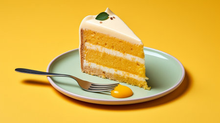 Lemond and almond cake with mango sauce : Generative AIの素材