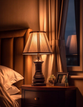 Lamp on a night table : Generative AIの素材